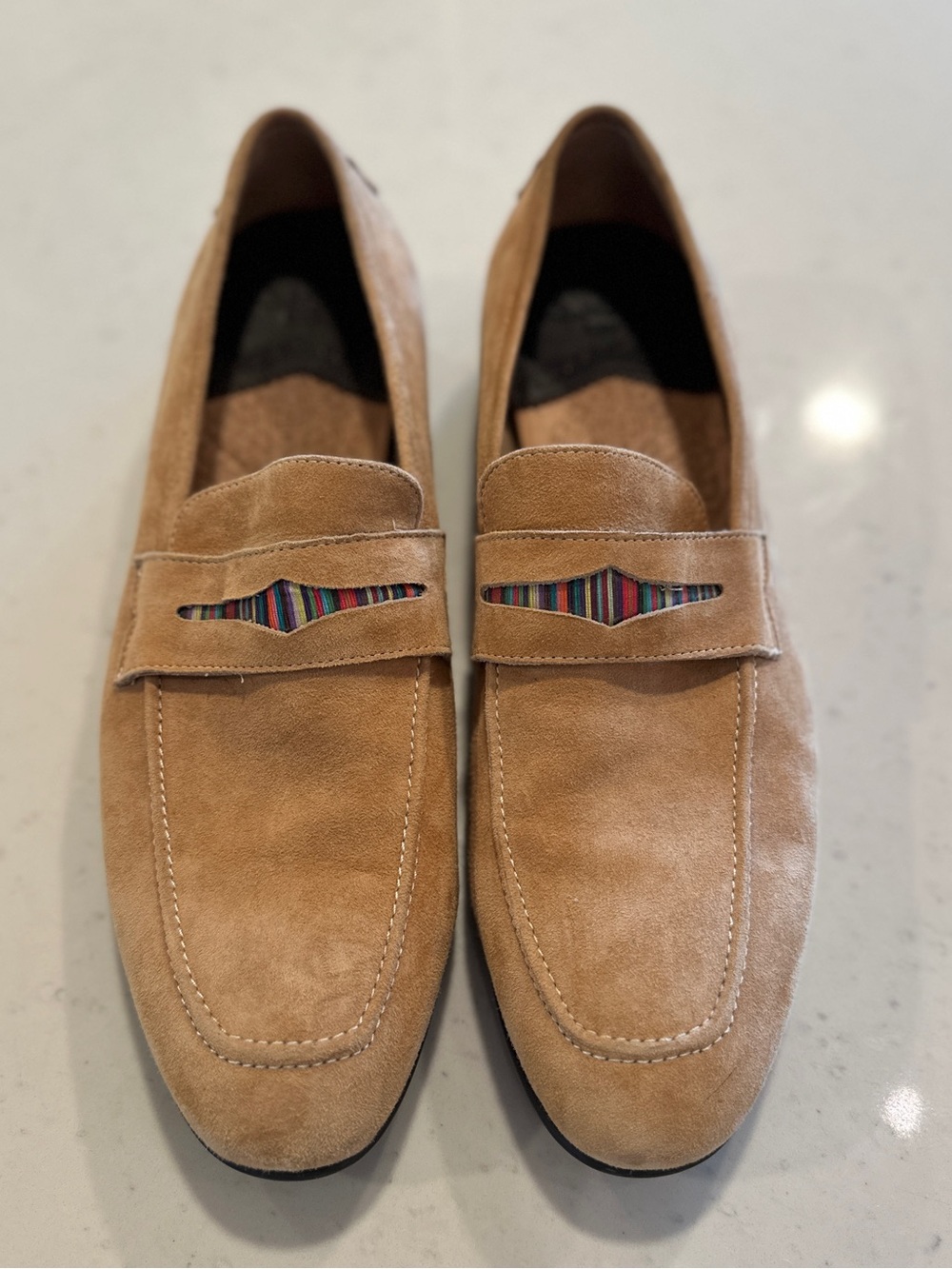 NWOB Robert Graham Mitchum Suede Tan Brown Loafers Size 11 Penny Shoes Slip On